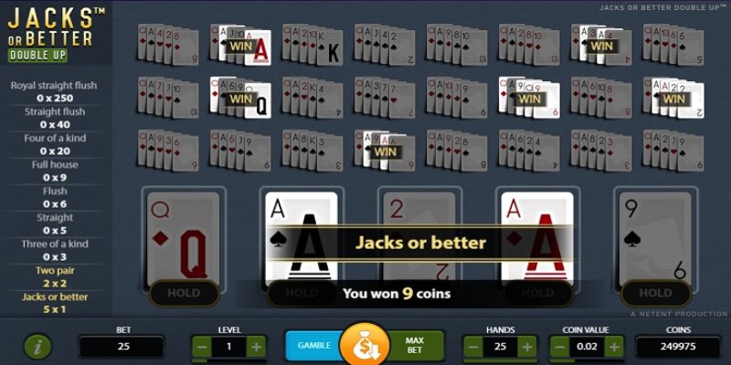 cach chon tro choi jacks or better poker