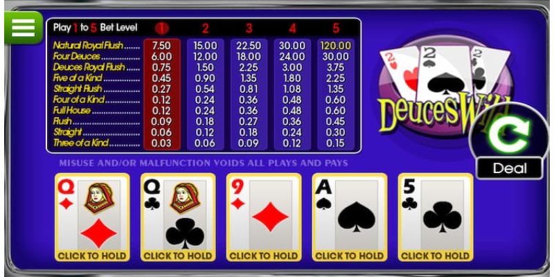 poker video deuces wild